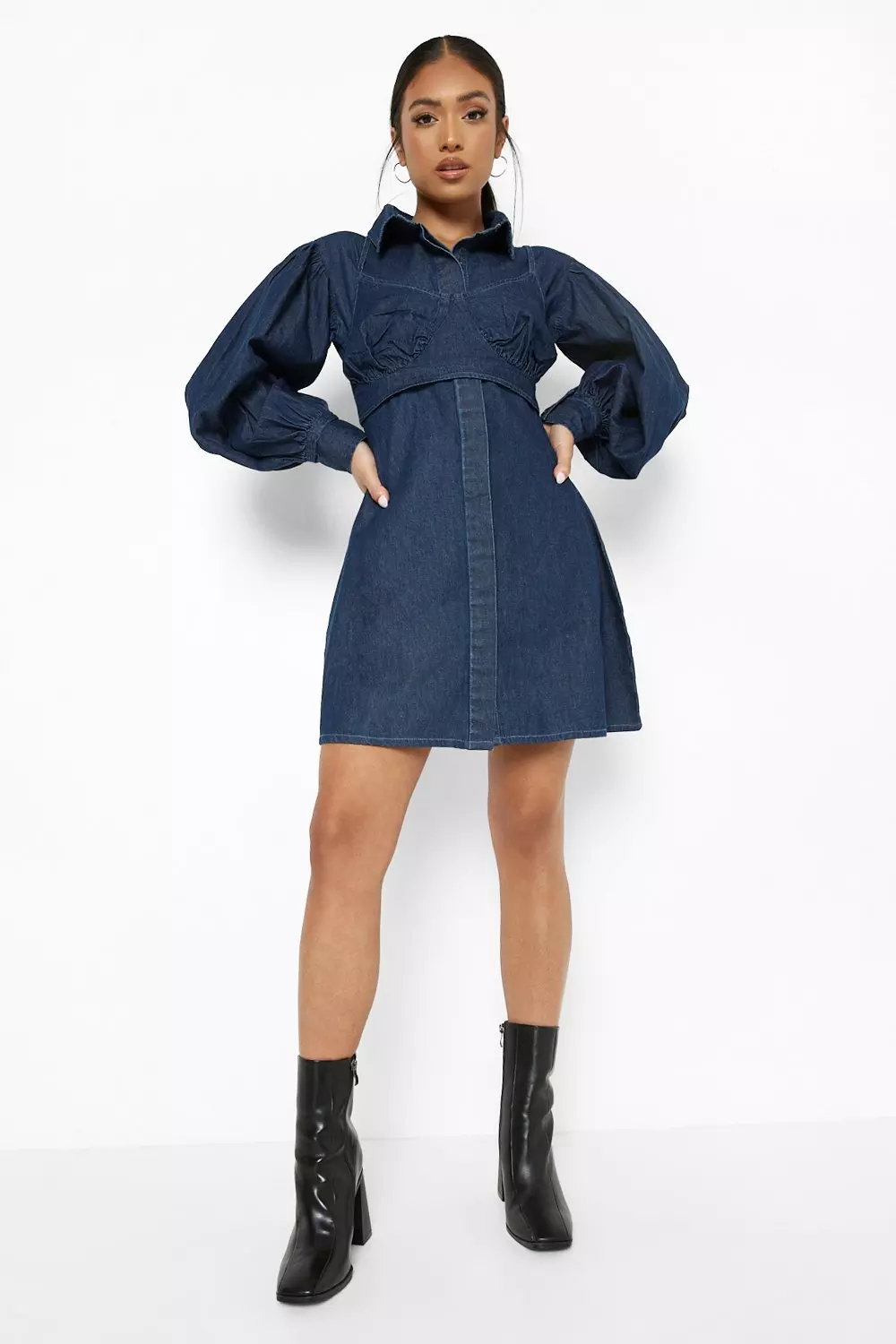 Petite cheap denim dress